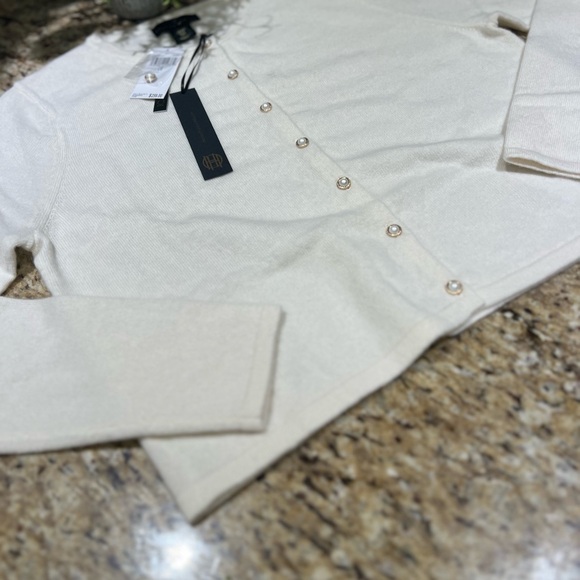 House of Harlow 1960 Ivory 100% Cashmere Cardigan Sweater Small - Picture 4 of 13
